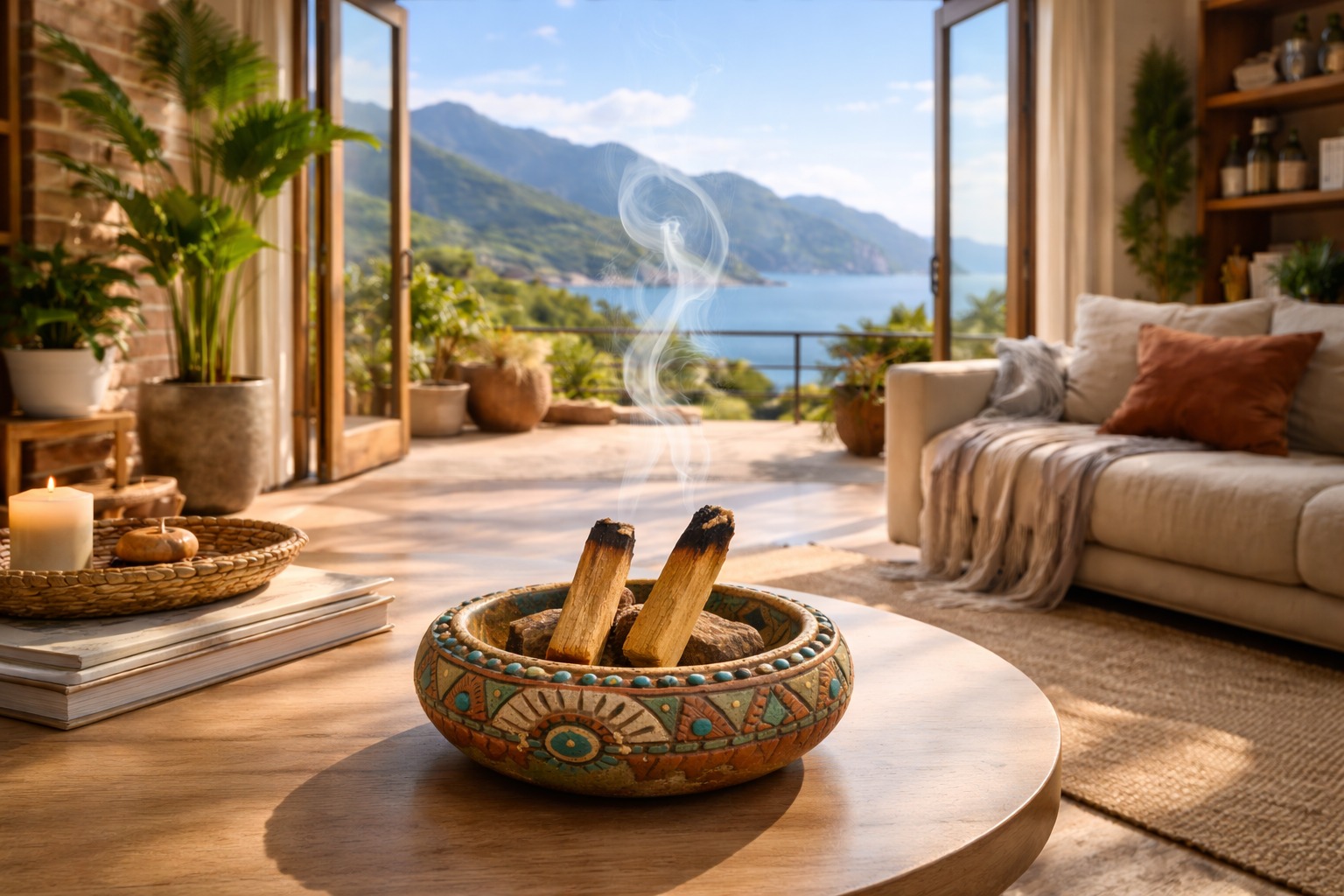 Espacio sagrado con palo santo